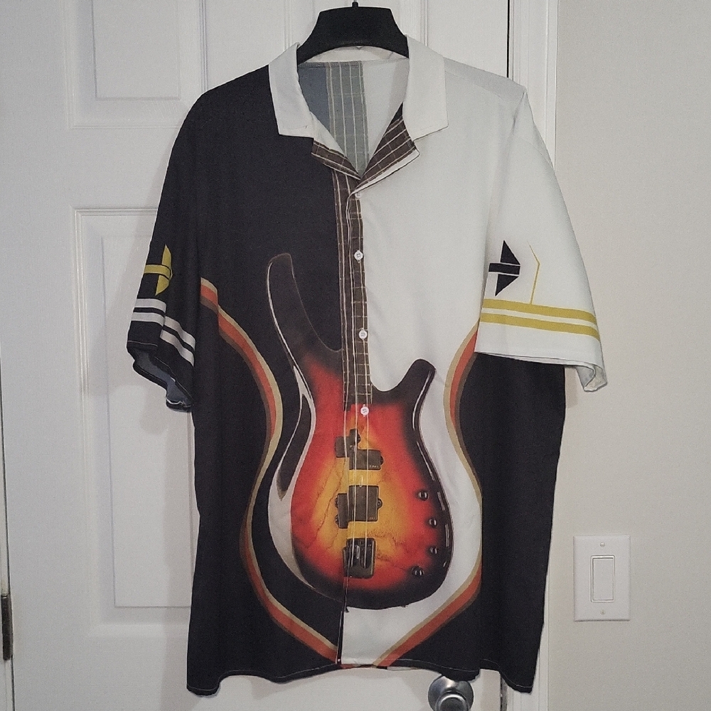 Men's Multicolor Guitar Graphic Shirt XXL